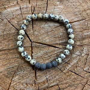 Dalmation Jasper + Lava Bead Diffuser Bracelet